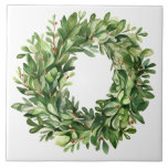 Boxwood krans bessen eenvoudige Waterverf boerderi Tegeltje<br><div class="desc">Een perfecte keramische tegel voor uw decoratie. Boxhouten krans met gedroogde bessen. Eenvoudige waterverf afbeelding werd gebruikt om deze boerderij keramische tegel te maken.</div>
