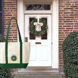 Boxwood Krans Blue Bow Contrast Trim Boat Tote Bag