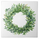 Boxwood krans Eenvoudige Waterverf boerderij Tegeltje<br><div class="desc">Een perfecte keramische tegel voor uw decoratie. Eenvoudige waterverf afbeelding werd gebruikt om deze boerderij keramische tegel te maken.</div>