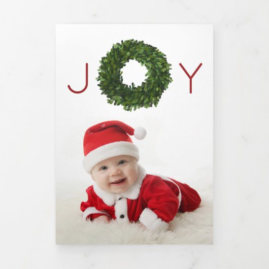 Boxwood krans Kerstvakantie Trifold Kaart (Cover)