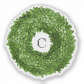 Boxwood Krans Monogram Vinyl Sticker (Voorkant)