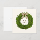 Boxwood met roestbruin, met aangepaste monogrammen bedankkaart (Voorkant / Achterkant)