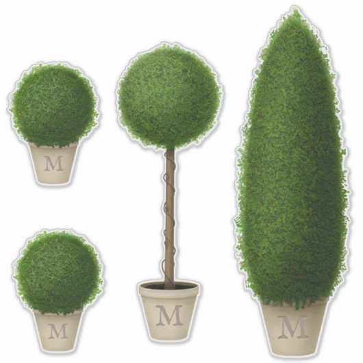 Boxwood Topiary Collectie Monogrammen of Spelling Sticker (Voorkant)