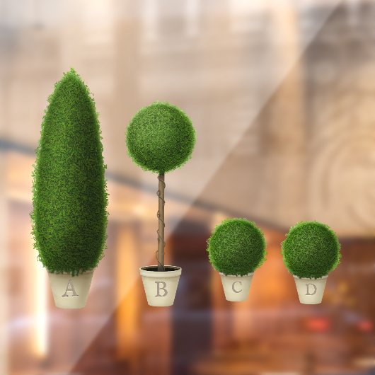 Boxwood Topiary Garden Custom Monogram Alphabet Raamsticker (Vel 2)