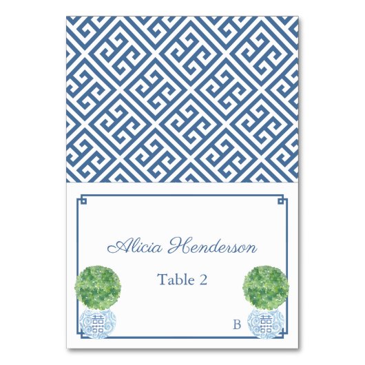 Boxwood Topiary Ginger Jar Wedding Place Card Kaart (Voorkant)