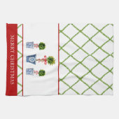 Boxwood Topiary met kerstmis Theedoek (Horizontaal)