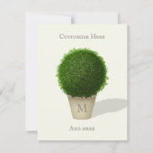Boxwood Topiary Monogrammed & Personalized Notitiekaartje (Voorkant)
