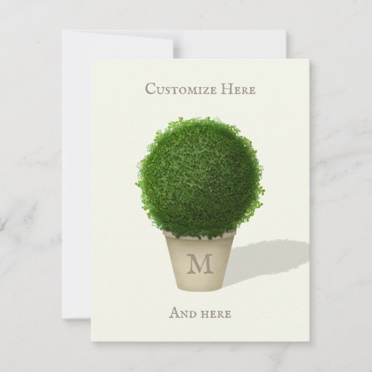  Boxwood Topiary Monogrammed & Personalized Notitiekaartje (Voorkant)
