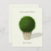  Boxwood Topiary Monogrammed & Personalized Notitiekaartje (Voorkant / Achterkant)