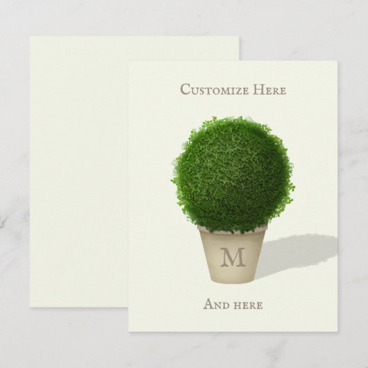  Boxwood Topiary Monogrammed & Personalized Notitiekaartje (Voorkant / Achterkant)