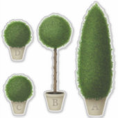Boxwood Topiary Planten Monogram Aangepast alfabet Sticker (Voorkant)