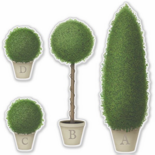 Boxwood Topiary Planten Monogram Aangepast alfabet Sticker (Voorkant)