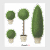 Boxwood Topiary Planten Monogram Aangepast alfabet Sticker (Vel)
