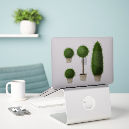 Boxwood Topiary Planten Monogram Aangepast alfabet Sticker (Laptop op bureau)