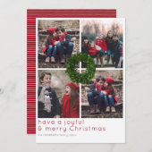 Boxwood Wreate 4 Grid Kerstfeestdag Feestdagenkaart (Voorkant / Achterkant)