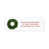 Boxwood Wreate Kerstfeestdag Return Address Etiket (Voorkant)