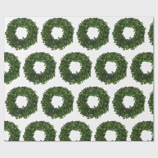 Boxwood Wreath Kerstfeestdag Cadeaupapier (Vlak)