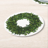 Boxwood Wreath Kerstfeestdag Ronde Kartonnen Onderzetter (Gebogen)