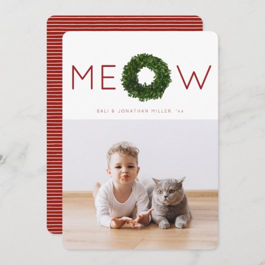 Boxwood Wreath Pet Kerstfeestdag Flat Kaart (Voorkant / Achterkant)