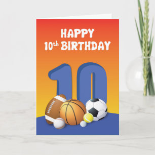 Boy 10th Birthday Sports Balls Kaart