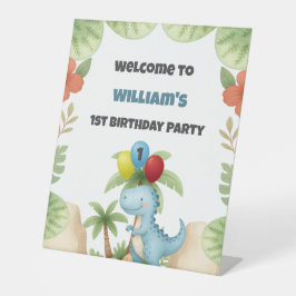 Boy 1st Birthday Dinosaur One A Saurus Party Sign Reclamebord Met Voetstuk