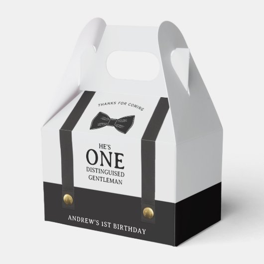 Boy 1st Birthday One Distinguished Gentleman Bedankdoosjes (Voorkant Zijde)