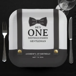 Boy 1st Birthday One Distinguished Gentleman Papieren Bordje