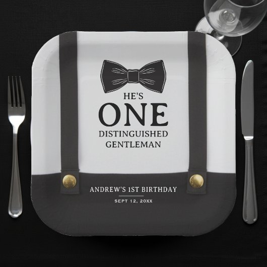 Boy 1st Birthday One Distinguished Gentleman Papieren Bordje