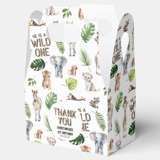Boy 1st birthday Wild One Oerwoud thema Bedankdoosjes (Geopend)