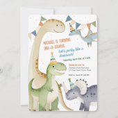 Boy 1st Dinomite Party Schattige One-A-Saurus Kaart (Voorkant)