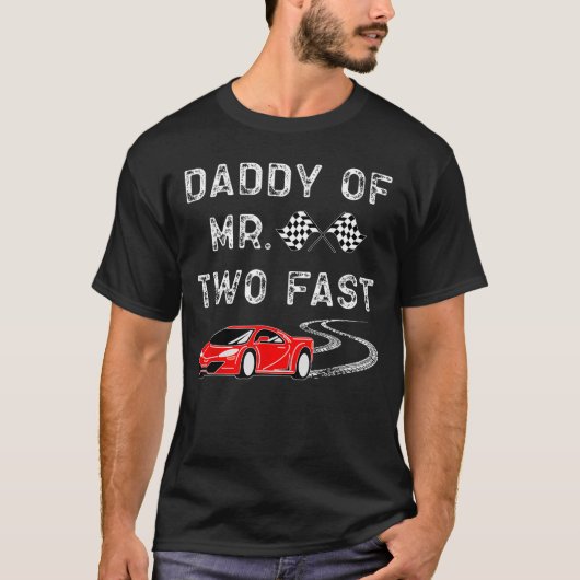 Boy 2e Verjaardag Racer DaddyTwo Fast 2e Race Bday T-shirt (Voorkant)