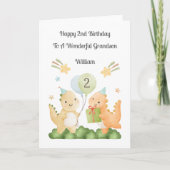 Boy 2nd Birthday Balloon Dinosaurs Card Kaart (Voorkant)