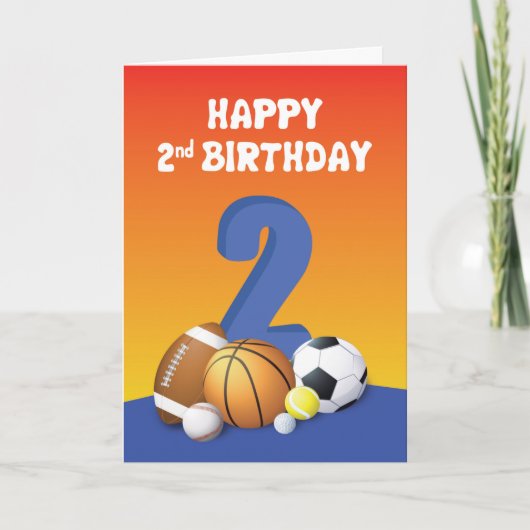 Boy 2nd Birthday Sports Balls Kaart (Voorkant)