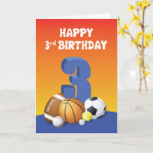 Boy 3rd Birthday Sports Balls Kaart (Gele Bloem)