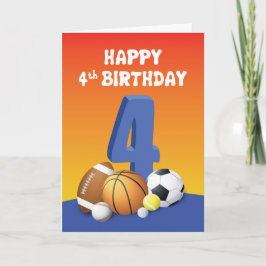 Boy 4th Birthday Sports Balls Kaart