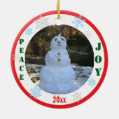 Boy 4th Christmas Rocking Horse INSERT PHOTO Keramisch Ornament (Achterkant)