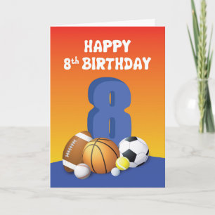 Boy 8th Birthday Sports Balls Kaart
