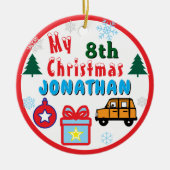 Boy 8th Christmas Orange Car AGE YEAR Keramisch Ornament (Voorkant)