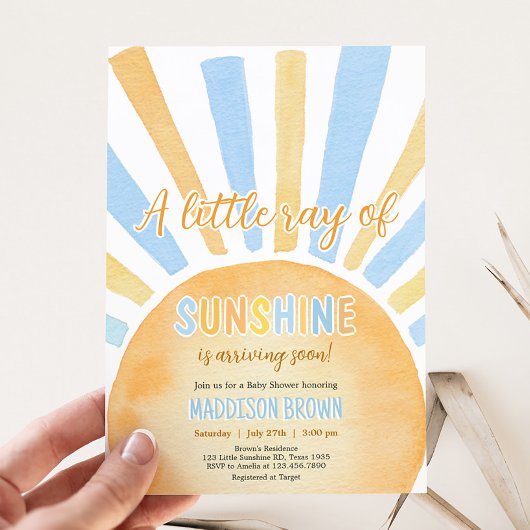 Boy A Little Ray of Sunshine Baby shower Kaart