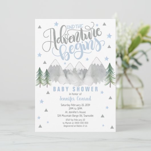 Boy Adventure Baby shower Uitnodiging (Staand voorkant)