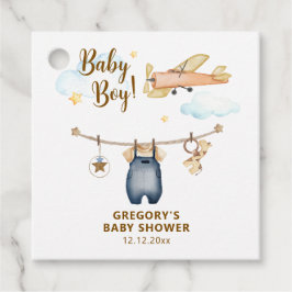 Boy Adventure Clothesline Airplane Sky Baby Shower Bedankjes Labels