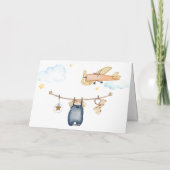 Boy Adventure Clothesline Airplane Sky Baby Shower Bedankkaart (Achterkant)