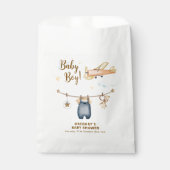 Boy Adventure Clothesline Airplane Sky Baby Shower Bedankzakje (Voorkant)