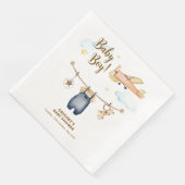 Boy Adventure Clothesline Airplane Sky Baby Shower Servet (Hoek)