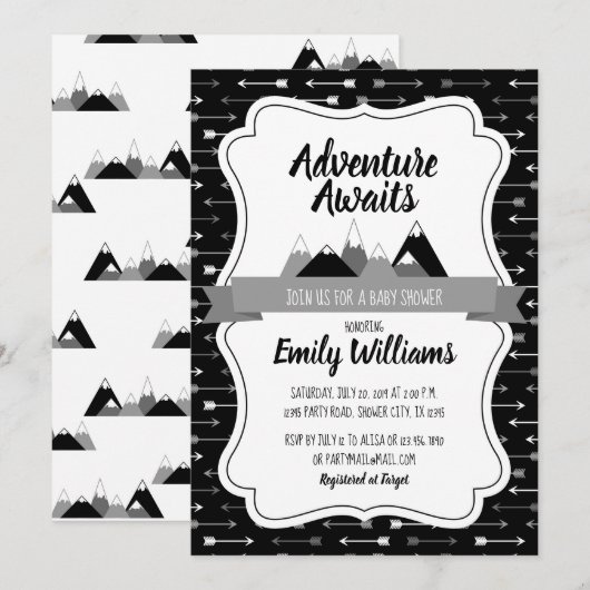 Boy Adventure wacht op uitnodiging baby shower (Voorkant / Achterkant)