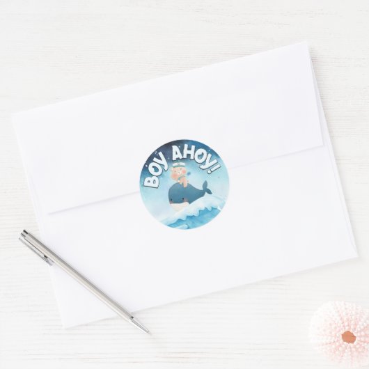 Boy Ahoy! New Baby Boy Ronde Sticker (Envelop)