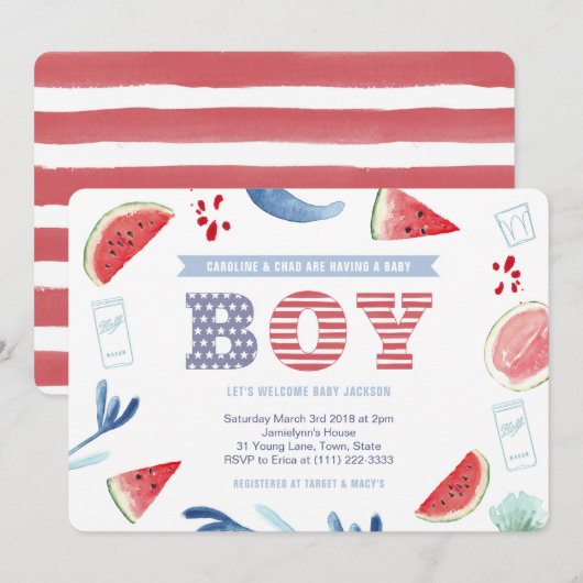 Boy America Jack en Jill Baby shower Kaart (Voorkant / Achterkant)