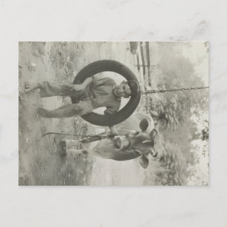 boy and cow black and white vintage postcard briefkaart