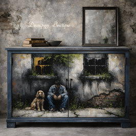 Boy and Dog Quiet Urban Decay Moody Decoupage Tissuepapier