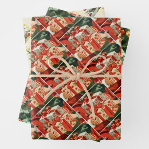 Boy and girl giving each other Christmas presents Inpakpapier Vel